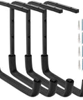 4 Pack Ceiling Mounted Garage Hooks For Overhead Storage Utility Ladder Hangers showing steel hooks with PVC sleeves and screws