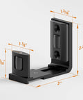 Bottom Sliding Barn Door Floor Guide With Adjustable U Shape Flush Flat Base in matte black, side view with dimensions.