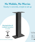 Oasis 28 Inch Pedestal Mailbox Post In Galvanized Steel Weatherproof Black Powder Coat Built To Last Outdoor Mailbox Support Compatible With Codes H And K Model 5106B shown with mounting instructions.