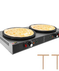 Dual plate crepe maker showing 16 Inch Double Plate Crepe Maker Griddle With Nonstick Electric Crepe Machine Pro Grade Temperature Control