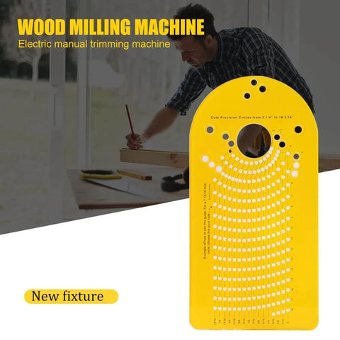 Circle Cutting Jig For Plunge Router With High Precision Pivot Holes And Calibrated Scale, Easy To Install And Read, Durable Yellow