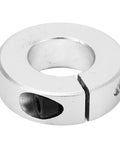 Six Piece Lightweight Aluminum Alloy Shaft Collar Set Clamping Lock Rings To Fix Shafts And Bits With Anti Rust Coating Good For Garage And Workshops Where Stability Matters Most This Quality Kit Keeps Hardware Locked Firm Without Loosening Giving Safe. close-up single silver collar