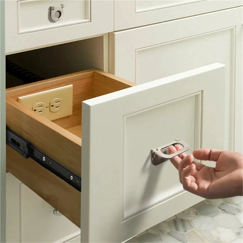 Hand opening drawer with pair of metal buffer drawer slides, 16 inch (400mm), three-section quiet rail with 45mm track width