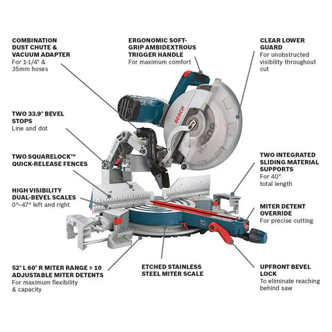 Beast 12-Inch Dual-Bevel Glide Miter Saw With Axial-Glide System And Pre-Aligned SquareLock Fences For Ultra-Smooth Cuts Pro-Grade Accuracy And Space-Saving Design