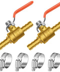 Five Sixteenth Inch Mini Brass Barbed Ball Valve For Air Fuel Gas Water Tubing Pack Of Two Dope Irrigation Piping Systems