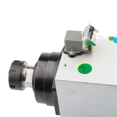 No Nonsense Shop Grade 4.5Kw Square Air Cooled Spindle Motor With Er32 Collet Mounting For Cnc Router Table Milling And Wood Engraving 18000Rpm Low Noise 380V close-up showing the ER32 collet.