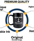 15Oz Black Sailor Coffee Mug For Boaters And Sailors Funny Lake Gift Perfect Boat Captain Gift Great On The Go Morning Coffee Cup Durable Ceramic Travel Style Drinking Mug featuring unique sailing design and premium quality features