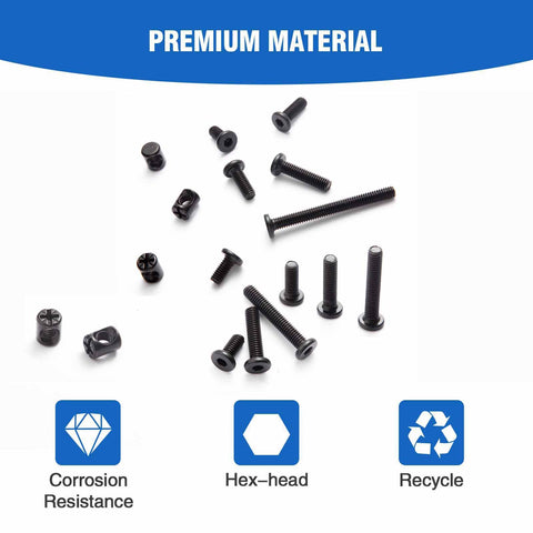 Crib Hardware Replacement Kit 32 Piece Bolts And Barrel Nuts Set For Delta Graco Dream Cribs M6x12mm to 75mm on white background