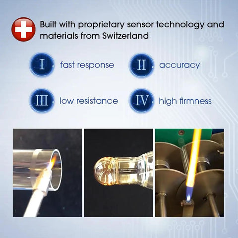 Smart Handheld pH Meter Kit With LabSen 246-5 ATC Semimicro Electrode showcasing sensor technology and Swiss material details