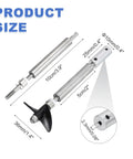 RC Boat Drive Shaft Kit With Propellers And Coupling Joint, measurements annotated, showcasing 100mm shaft, 25mm sleeve, 36mm propellers.