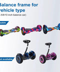 Three hoverboards with graphic designs and two segways not compatible with Turn Your Hoverboard Into A Dope Go Kart conversion kit