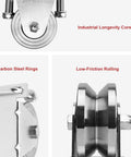 Joytrace 4-inch V-groove gate wheel kit with dual sealed bearings; metal mounting bracket and hardware visible.