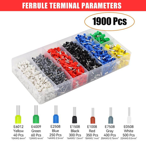 Pro Grade Ferrule Crimping Tool Kit With Square Crimpers For AWG 23 To 7 Wire Ends And End Sleeves Insulated and Uninsulated Terminals