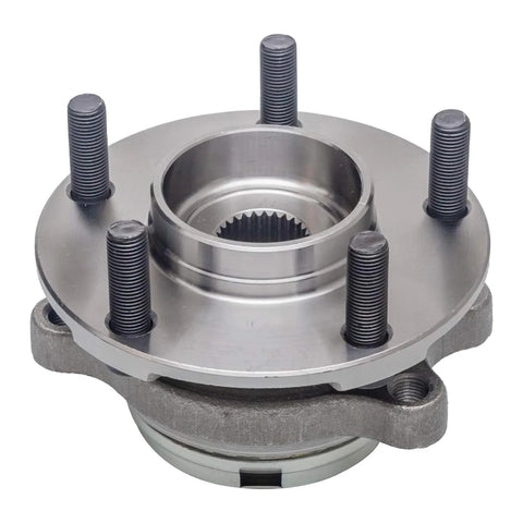 Rear Wheel Bearing Hub Assembly For Chevy Equinox 2018 To 2024 And GMC Terrain 2018 To 2024 And Cadillac CT4 2020 To 2024 And Buick Regal TourX 2020 Regal Sportback 2020 5 Lug 4WD Compatible Plug And Play showcasing 5 bolts and triangular flange