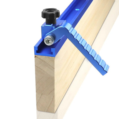 2 Pack T Track Flip Stop For 3 Inch Woodworking Fence Blue Aluminum Pro Grade Miter Saw Stop Block Universal And Double Cut T Tracks Adjustable Arm For Precise Repeatable Cuts on wood