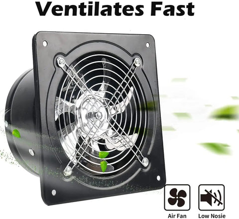 8 Inch Through Wall Exhaust Fan With 500CFM, 110V, 80W, Built Tough Metal Construction, Low Noise Operation in black