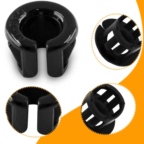 Open Snap Bushing Three Eighths Inch Nylon Cable Grommet Protector OSB 10 Pack 30 Pcs Durable Plastic Shield For Auto And Electronics Corrosion Resistant Easy Snap In Mounting Inner 6.4mm Outer 12.3mm black snap-in nylon cable grommet