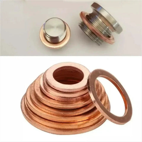 Badass Heavy Duty 400 Pcs Flat Copper Washers Kit Heat Resistant Seal Set For Cars Injectors Drain Plugs Universal M5 M6 M8 M10 M12 M14 Sizes Leak Proof Top Rated Seals That Hold Up Under Heat Always For Street Kings, copper washers stacked