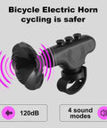 120dB Waterproof Bike Horn With 300mAh Rechargeable Battery, Easy Install Handlebar Bell for Adults and Kids, black horn side view