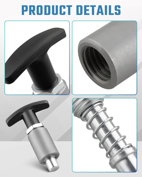 Shop Standard Spring Loaded Pull Pins Featuring Greaseless T Knobs And Heavy Duty Steel Locking Pegs Built Tough For Welding Rigs And Gym Storage While Delivering Corrosion Proof quick release bolts with T knob and locking peg.