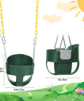 Kid Friendly Toddler Swing Seat With Coated Chains And Heavy Duty High Back Bucket For Outdoor Backyard Play in green