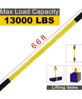 Lift sling strap, 6.6 ft long by 2 in wide, yellow nylon with black ends, 13,000 lb capacity