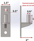 Diagram of Built Tough Heavy Duty Wall Mount Gate Hinges Two Pack for Outdoor Chain Link Fence, showing dimensions.