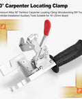 Woodworking Locating Clamp 90 Degree Corner Clamp Fixing Clip for precise workholding, aluminum construction, with red handle