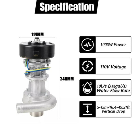 1000W Hydroelectric Generator Water Turbine For Off Grid Power 110 220V 50 60Hz with aluminum alloy housing specifications