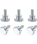 Heavy Hitter M8 X 16mm Knurled Thumb Screws, Six Pack Carbon Steel Shoulder Bolts For TV Monitor Stands, close-up view of thumb screws.