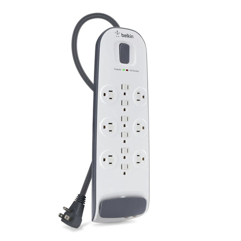 12 Outlet Surge Protector Power Strip With 8 Foot Extension Cord, 3996 Joules Shield, Ethernet And Cable Protection, Ideal For Home Office