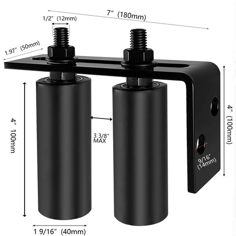 Universal 4 Inch Gate Roller Guide Kit With Nylon Rollers And Black L Bracket Heavy Duty Sliding Gate Hardware