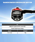 Close-up of NanoKomodo brushless motor for All In One Brushless Power And Control System With NanoPython ESC NanoKomodo Motor.