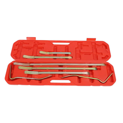 7 Piece Auto Body Repair Kit For Dents And Dings, Dent Repair Rods And Trim Removal Pry Bar, in red carrying case