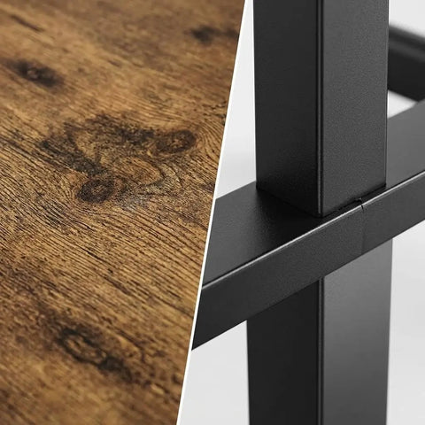 Close-up of Rock Solid Mobile Standing Desk With Smooth Rollers And Quick Rise Adjustments for effortless transitions showcasing wood and steel.