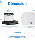 Shark Vacuum Filter Replacement Kit For IX141 IX140 IZ140 IX142 IZ140C IX141C IX141H WZ140 WZ250 dimensions shown