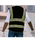 Back view of Nine Pocket High Visibility Safety Vest With 2 Inch Dual Tone Reflective Strips Yellow Trim Meets ANSI ISEA 107 Class 2 Type R Standard 3X Large