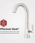Pfister Vaneri Kitchen Faucet with Pull Down Sprayer, Stainless Steel showing MagnePfit and Pforever Seal technologies.