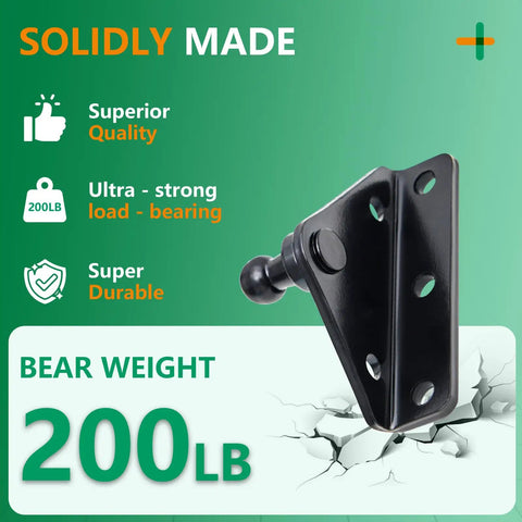 4 Pack Universal 10mm Ball Stud Gas Struts Mounting Brackets for Gas Springs and Lift Supports L Type Brackets With Screws Included Heavy Duty Steel Corrosion Resistant Hardware Compatible With 10mm Ball Head shown supporting 200LB