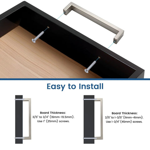 10 Pack Brushed Nickel Dresser Handles And Cabinet Pulls For Kitchen Cabinets, 5 Inch Hole Center, Installation Guide