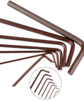 8pcs Mini Hex Key Wrench Set For Phone And Watch Repair 0.7 To 4mm High Hardness Alloy Steel L Shape Allen Keys In Brown Color Super Handy Kit, assorted sizes