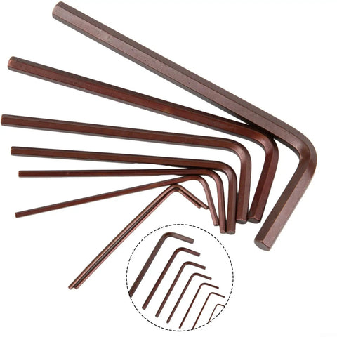 8pcs Mini Hex Key Wrench Set For Phone And Watch Repair 0.7 To 4mm High Hardness Alloy Steel L Shape Allen Keys In Brown Color Super Handy Kit, assorted sizes