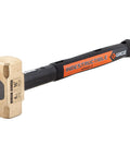 16 Inch Indestructible Brass Striking Hammer 4 Lb With Spring Steel Core Handle And Steel Locking Plates, Ergonomic Rubber Grip