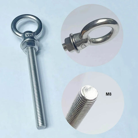 Six Pack M8 Eyebolts Stainless Steel Heavy Duty Lifting Rings For Swing Tire Chair And Suspension Fittings Outdoor Indoor Anchoring Kit