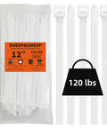 White Zip Ties 12 Inch 100 Pack Heavy Duty Self Locking Nylon Cable Ties 120 Lbs Tensile Strength Perfect For Indoor And Outdoor Use