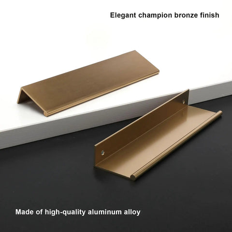 10 Pack 5 Inch Champagne Bronze Cabinet Pulls Finger Pulls Brushed Bronze Edge Pulls for Kitchen Cabinets displayed flat