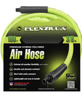Package of Ultra Flexible Lightweight Hybrid Air Hose 3/8 Inch By 100 Ft With 1/4 Inch Mnpt Fittings, abrasion-resistant.