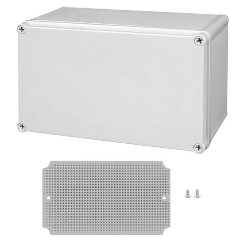 Heavy Duty Outdoor Junction Box With Mounting Plate IP67 Waterproof Electrical Enclosure ABS Project Case with gray cover and mounting plate.