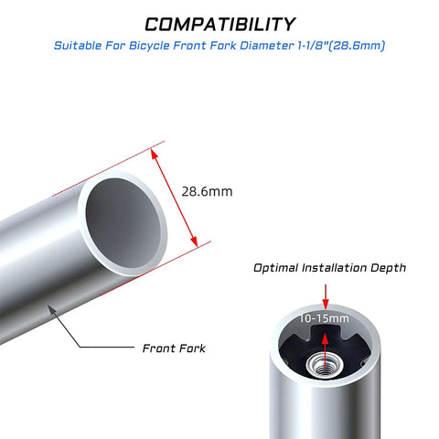 Six Pack Bike Headset Star Nut Built Tough For 1 1/8 Inch Forks 28.6mm 6mm Screw fit illustration on bike fork