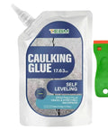 Concrete Patch And Leveler With Heavy Duty Base Seal And Ultra Smooth Finish For Ada Ramps Kicks Bumpy Wheel Catches To The Curb On Walkers Strollers And Wheelchairs By Offering A Quick Dry Feather Thin Taper For A Rock Solid Smooth Ride, featuring caulking glue and tool.